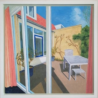 Doorkijkje, Acryl op massonite, 62x62 cm